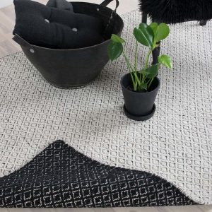 Kelim teppe – Vendbart: Hvit/Sort